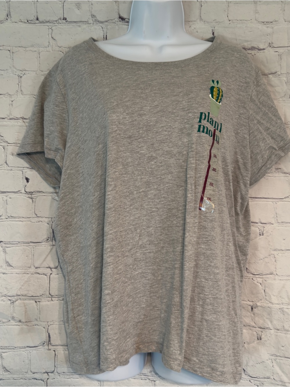 Plant Mom Gray Short Sleeve T-Shirt XXL